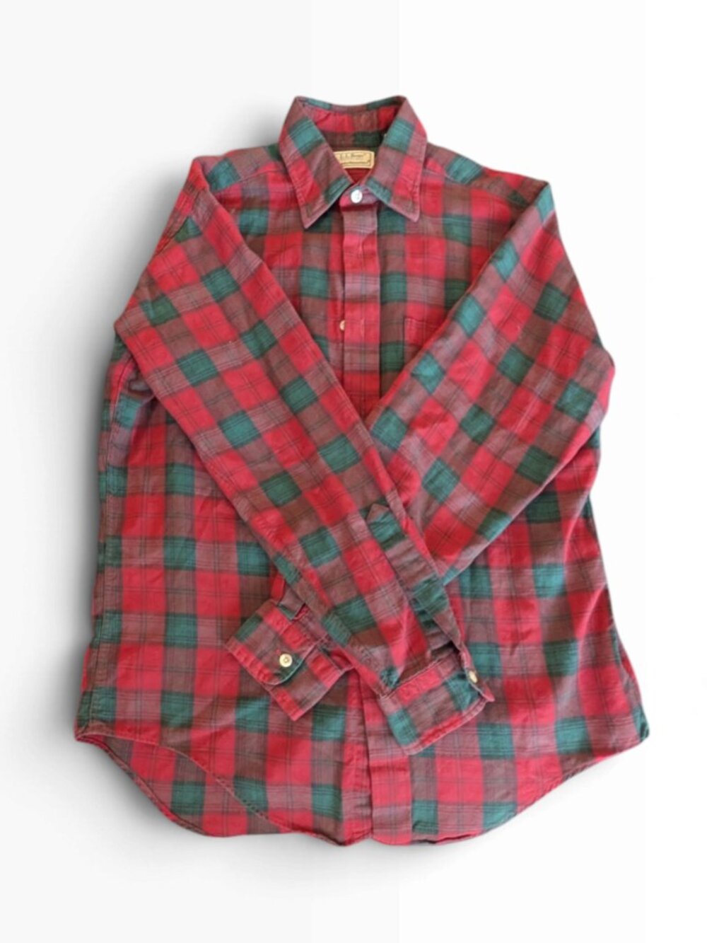 Vintage L.L.Bean Rangeley Flannel Shirt Mens Medium Red Green Plaid Wool Blend